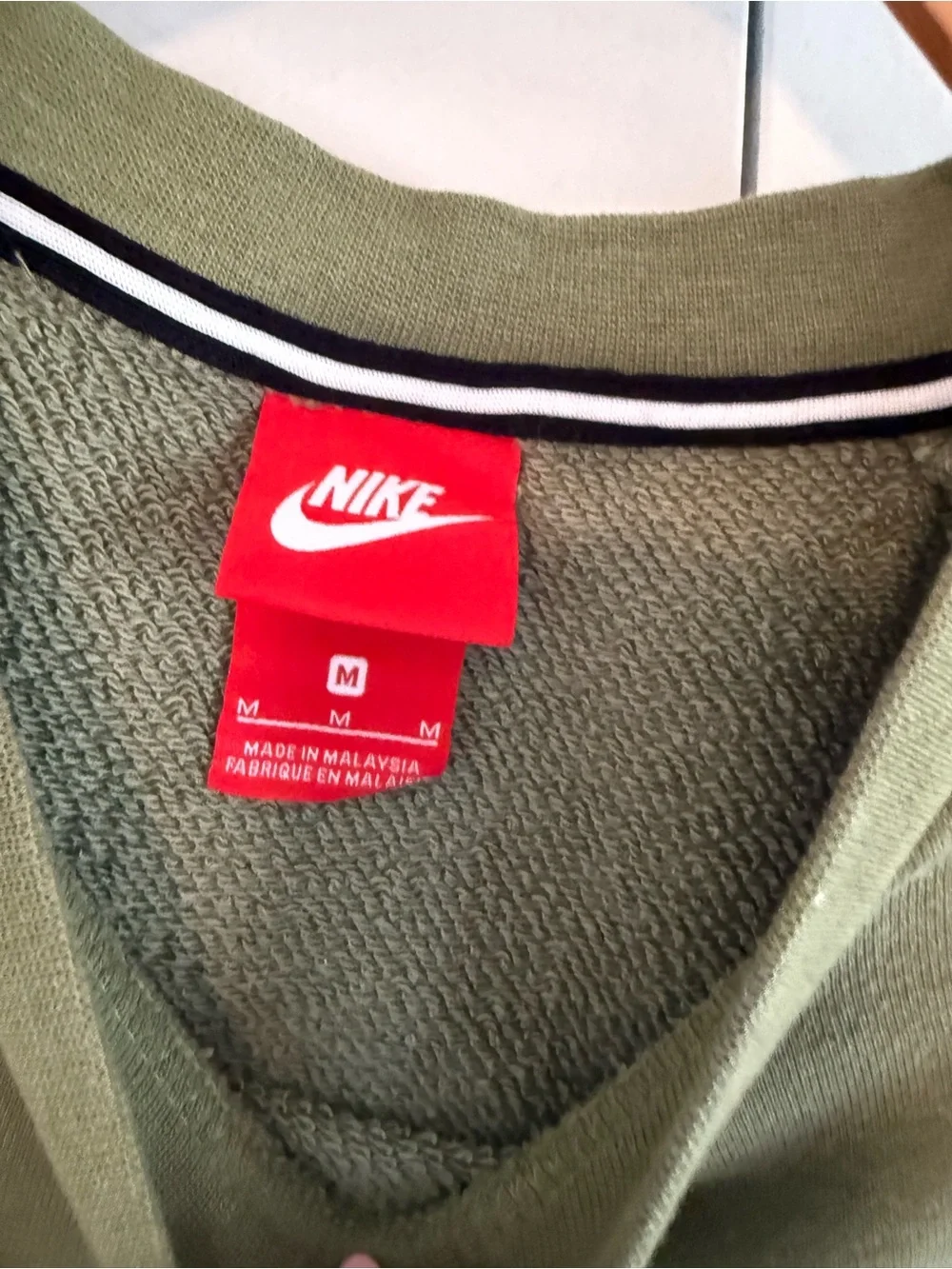 Nike Olive Green Crew Sweatshirt with Black Logo